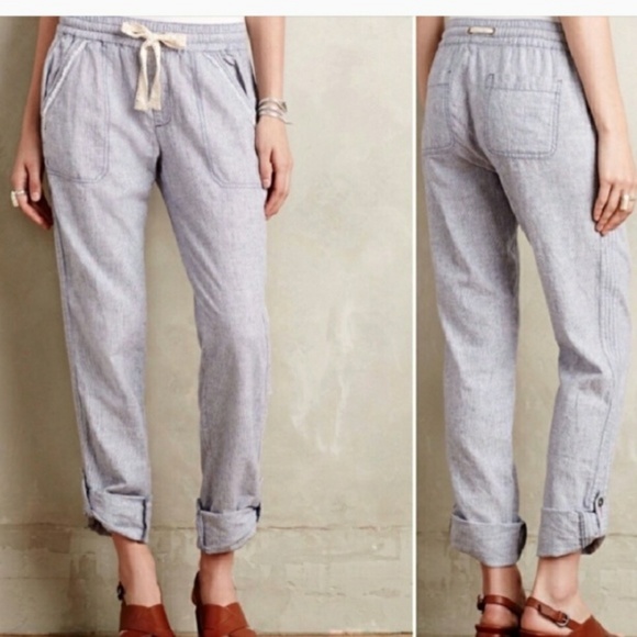 Anthropologie Hei Hei Linen Roll Up Pant Medium - Picture 6 of 7